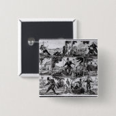 Szenen von "Robinson Crusoe" durch Daniel Defoe Button (Vorne & Hinten)