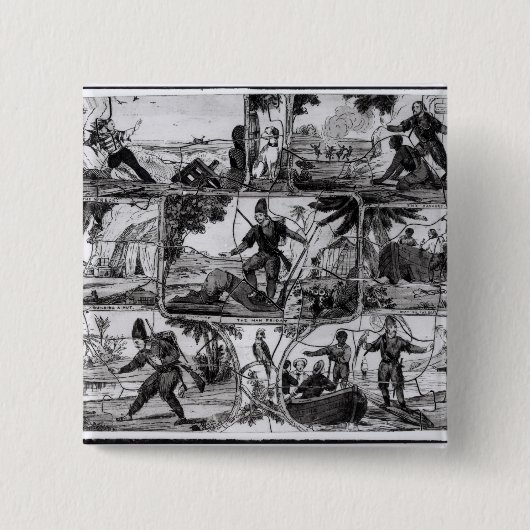 Szenen von "Robinson Crusoe" durch Daniel Defoe Button (Vorderseite)