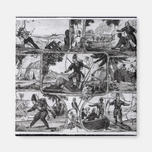 Szenen von "Robinson Crusoe" durch Daniel Defoe Magnet