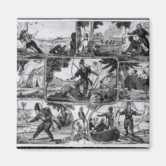Szenen von 'Robinson Crusoe' von Daniel Defoe Magnet (Vorne)
