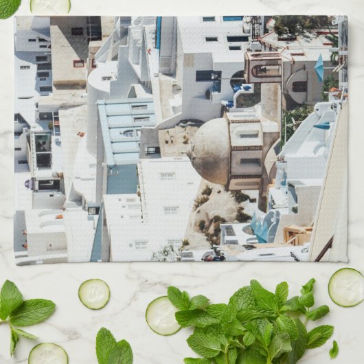 Szenen von Santorini Küchentuch (Gefaltet)