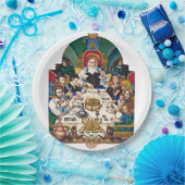 Szyk die Familie beim Seder Pappteller (Party)