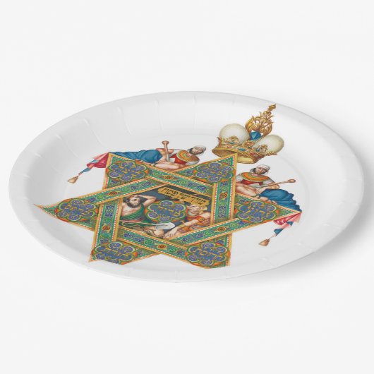 Szyk Haggadah Seder Pappteller (Schrägansicht)