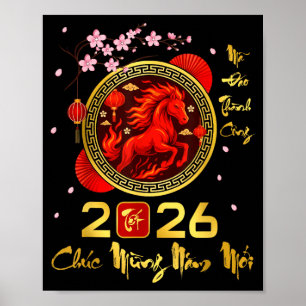 Tết 2026 Vietnamesisches Jahr Pferd Lunar Chinesis Poster