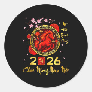 Tết 2026 Vietnamesisches Jahr Pferd Mond Chinesisc Runder Aufkleber