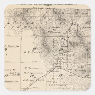 T15S R25E Tulare County Abschnitt-Karte Quadratischer Aufkleber