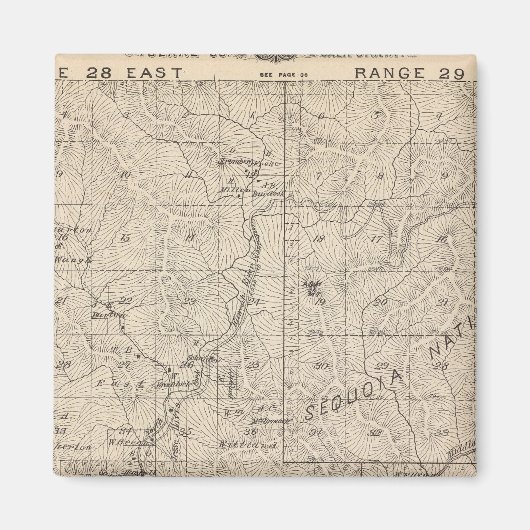 T1617S R2829E Tulare Landkreis Abschnitt Karte Magnet (Vorne)