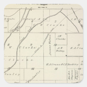 T18S R23E Tulare County Abschnitt-Karte Quadratischer Aufkleber