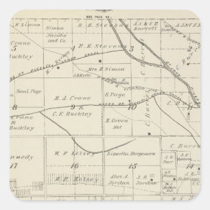 T18S R24E Tulare County Abschnitt-Karte Quadratischer Aufkleber