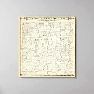 T19S R21E Tulare County Abschnitt-Karte Leinwanddruck