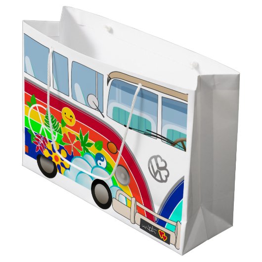 T1 Hippie Große Geschenktüte (Vorderseite Schrägansicht)