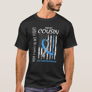 T1D Awareness Cousin Typ 1 Diabetes Flag Familie T-Shirt