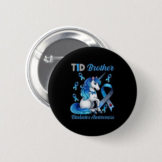 T1d Brother Diabetes Awareness Unicorn Support T1d Button (Vorne & Hinten)