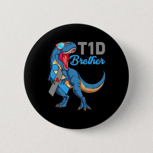 T1d Bruder Typ 1 Diabetes Bewusstsein Monat Dinosa Button