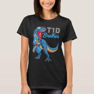 T1d Bruder Typ 1 Diabetes Bewusstsein Monat Dinosa T-Shirt