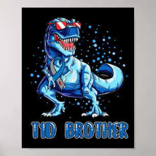 T1D Bruder Typ 1 Diabetes Ribbon T Rex Dinosaurier Poster