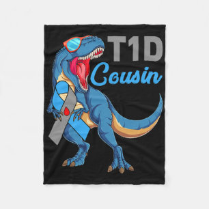 T1d Cousin Typ 1 Diabetes Awareness Month Dinosau Fleecedecke