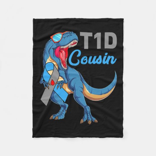 T1d Cousin Typ 1 Diabetes Awareness Month Dinosau Fleecedecke (Vorderseite)