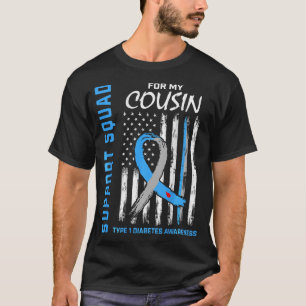T1D Cousin Typ 1 Diabetes-Warnhinweis Flag Geschen T-Shirt