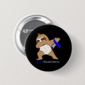T1d Diabetes Awareness Ribbon Dabbing Sloth Warrio Button (Vorne & Hinten)