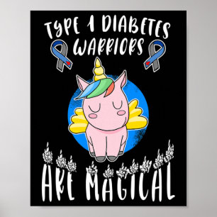 t1d Diabetes Typ 1 Bewusstsein für Einhornkrieger Poster