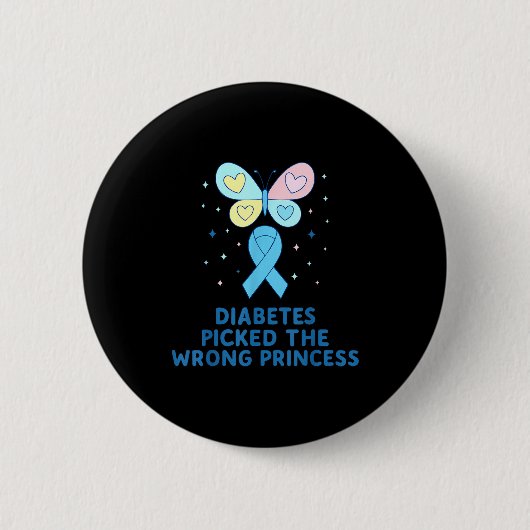 T1d Diabetes Warrior Butterfly Princess Diabetes A Button (Vorderseite)