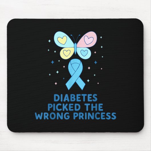 T1d Diabetes Warrior Butterfly Princess Diabetes A Mousepad (Vorne)