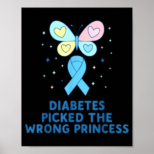 T1d Diabetes Warrior Butterfly Princess Diabetes A Poster (Vorne)
