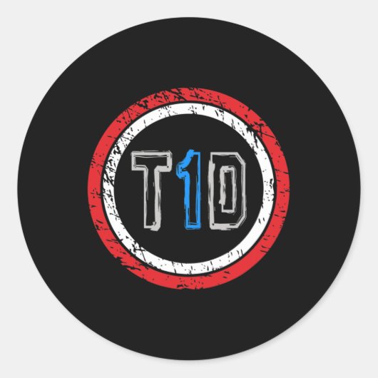 T1d Emblem Typ 1 Diabetes Bewusstsein Runder Aufkleber (Vorderseite)