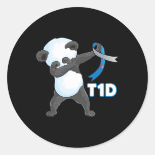 T1D Fun Niedliche Dabbing Panda Typ 1 Diabetes Awa Runder Aufkleber