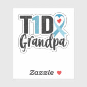 T1D Grandpa Diabetes Awareness Ribbon Familie Gesc Aufkleber (Blatt)