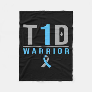 T1d Krieger Blau Graues Band Typ-1-Diabetes-Bewuss Fleecedecke