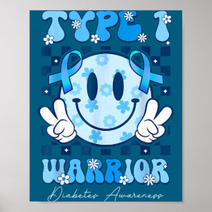 T1d Krieger Typ-1-Diabetes-Bewusstsein Blaues Band Poster