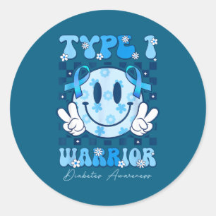 T1d Krieger Typ-1-Diabetes-Bewusstsein Blaues Band Runder Aufkleber