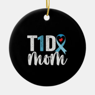 T1D Mama Diabetes Awareness Ribbon Familiengeschen Keramik Ornament