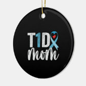 T1D Mama Diabetes Awareness Ribbon Familiengeschen Keramik Ornament (Links)