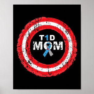 T1d Mama Diabetes Awareness Ribbon Ring Poster