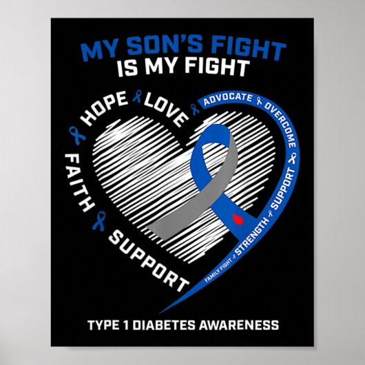 T1d Mama Mein Sohn kämpft gegen Typ 1 Diabetes Poster (Vorne)