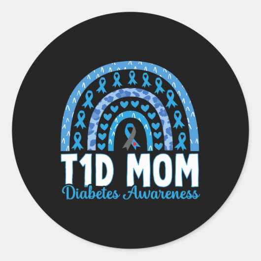 T1D Mama Rainbow Diabetes Bewusstsein November 199 Runder Aufkleber (Vorderseite)