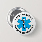 T1d Medizinische Warnung [Cyan] Button (Vorne & Hinten)