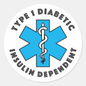 T1d Medizinische Warnung [Cyan] Runder Aufkleber (Vorderseite)