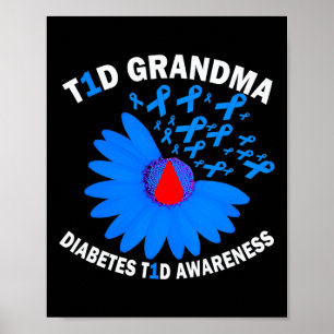 T1d Oma Diabetes Awareness Typ 1 Heilung Blue Ri Poster