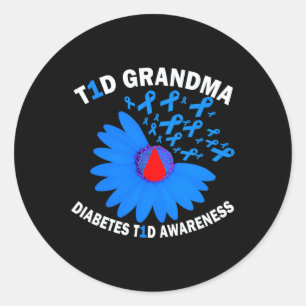T1d Oma Diabetes Awareness Typ 1 Heilung Blue Ri Runder Aufkleber