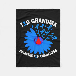 T1d Oma Diabetes-Bewusstsein Typ 1 Heilung Blaues Fleecedecke