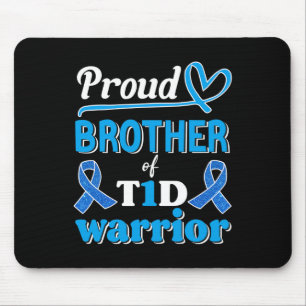 T1d Proud Brother Diabetes Awareness Blue Ribbon Mousepad