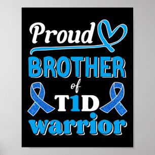 T1d Proud Brother Diabetes Awareness Blue Ribbon Poster
