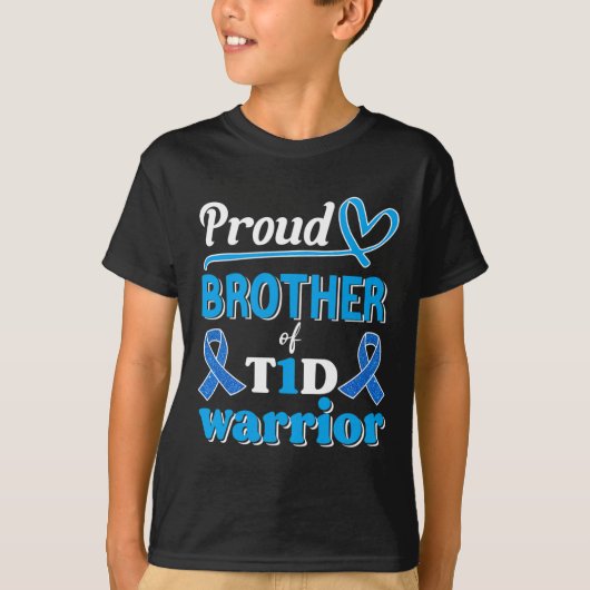 T1d Proud Brother Diabetes Awareness Blue Ribbon T-Shirt (Vorderseite)