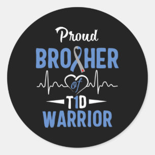 T1D Proud Brother Diabetes Awareness Typ 1 Insuli Runder Aufkleber