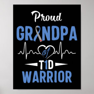 T1D Proud Grandpa Diabetes Bewusstsein Typ 1 Insul Poster