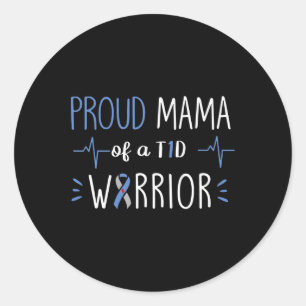 T1d Proud Mama Diabetes Awareness Blue Ribbon Mont Runder Aufkleber